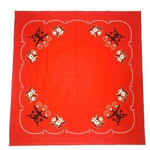 Stildukar Sweden Red 100% Cotton Table Cloth w/ Candle & Floral Design 36x35.5